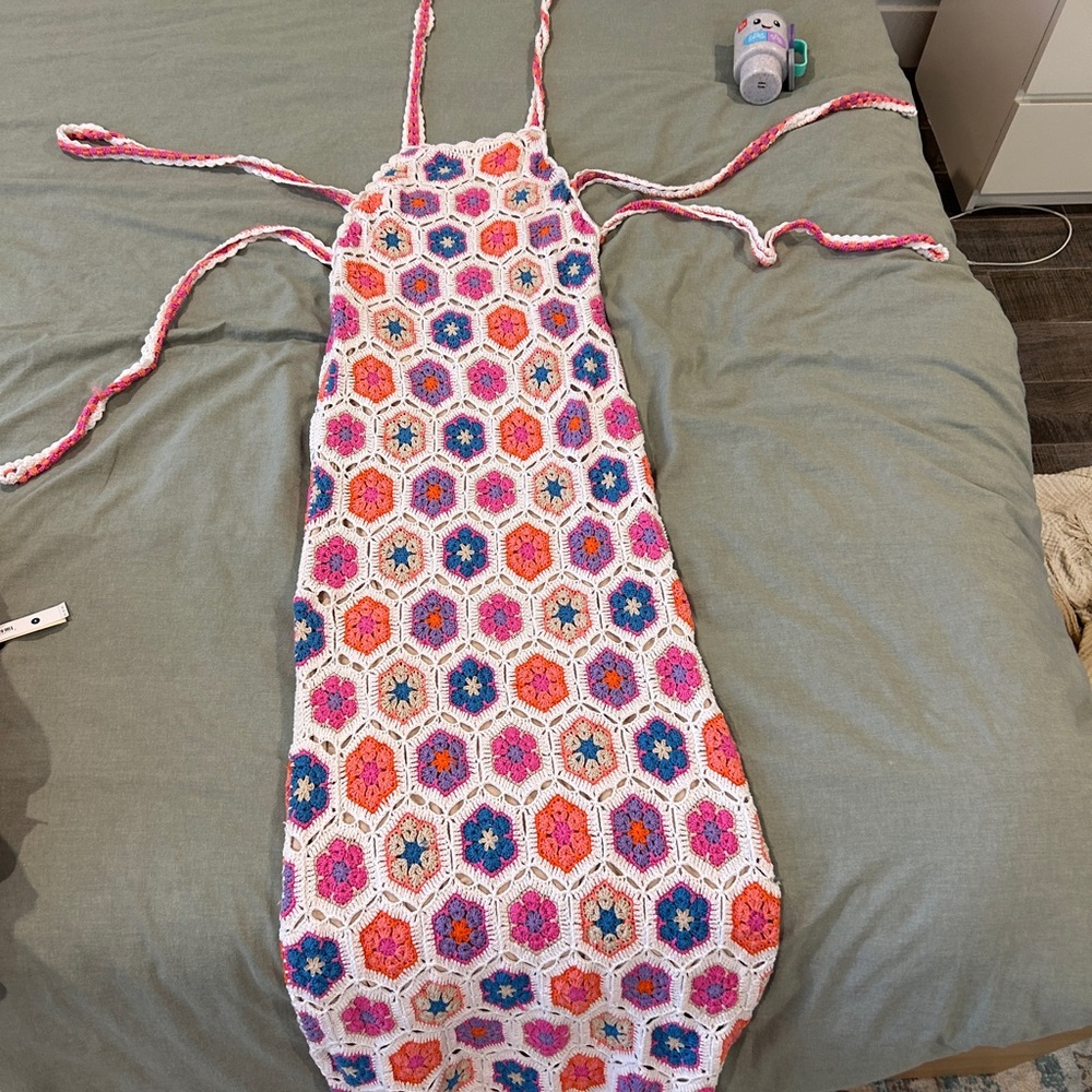 Show me your mumu happy halter crochet maxi dress